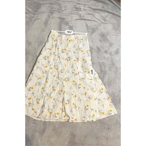 Women’s Linen Blend Sunflowers/Daisy summer midi skirt 6 - Picture 6 of 9
